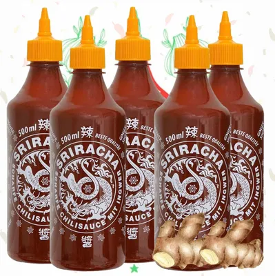 Produktbild von A-One Sriracha Sauce Ingwer 12 x 500ml Würzsaucen - 12er Vorteilspack Chilisauce - Perfekt für Gastronomie
