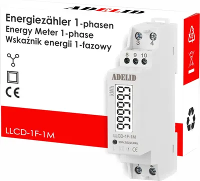 Produktbild von Stromzähler LCD Drehstromzähler Kalibriert 1-Phasen für DIN Hutschiene 5(32)A