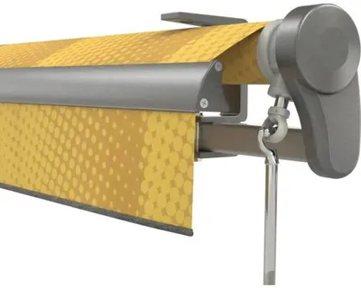 Produktbild von Soluna Gelenkarmmarkise Trend 3,5x2 Stoff Dessin J200 Gestell DB703 dunkelgrau Antrieb Rechts inkl. Motor, Wandschalter
