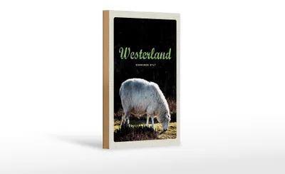 Produktbild von Holzschild Reise 12x18 cm Westerland Natur Tiere Schafe Wiese