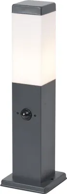 Produktbild von Qazqa Modern außen Pollerleuchte, Wegeleuchte, Pollerlampe für den Garten - Malios - Dunkelgrau, max. 15W, Geeignet für LED, 45cm, IP44, Rechteckig