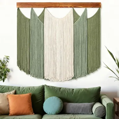 Obrázok produktu pre Nástenná dekorácia z macramé, zelená, 78x80 cm, vhodná do spálne