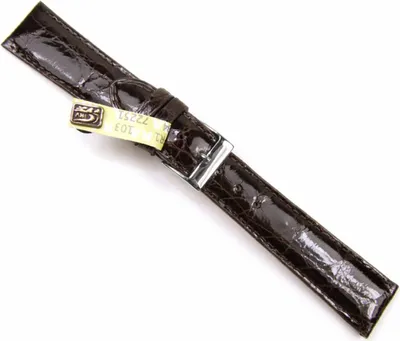 Produktbild von Uhrenarmband echt Krokodilleder handgenäht braun 20799S, Stegbreite:16mm