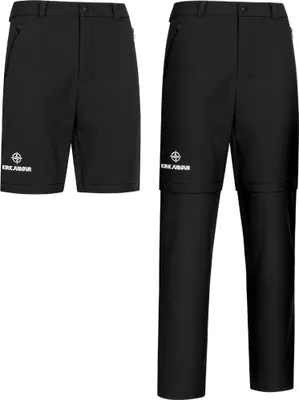 Produktbild von KIRKJUBØUR 2-in-1 Zip-Off Herren Outdoorhose | Abnehmbare Hosenbeine | Fleece-Innenseite | Strapazierfähig | schwarz | Gr. L | KJ-84