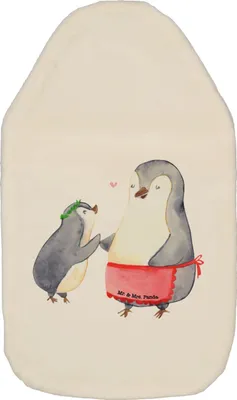 Produktbild von Mr. & Mrs. Panda Wärmflasche Pinguin mit Kind - Weiß - Geschenk, Mutter, Bezug, Familie, Wärmekissen, Muttertag, wärmebeutel, Wärmflaschen, Vorbild Mama