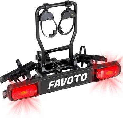 Produktbild von Fahrradträger für 2 Fahrräder Anhängerkupplung Klappbarer – Aluminium Heckträger für 2 Fahrräder bis 50 kg mit Rücklicht Diebstahlsicherung & Nummernschildhalter max 29x2.25 Reifen