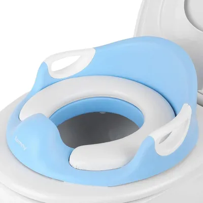 Produktbild von Toilettentrainer Kinder - WC Sitzring - Mit Spritzschutz - Griffe - Rückenlehne - Himmelblau
