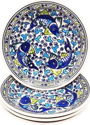 Immagine prodotto di Set di 4 piatti fondi Blue Fish - D 24 cm