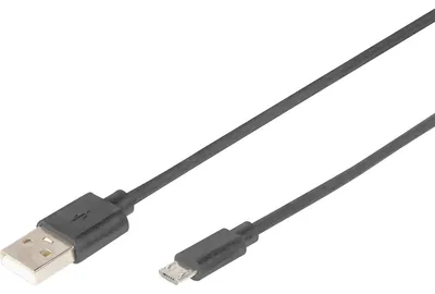 Produktbild von Digitus USB-A – Micro-B Anschlusskabel, 1,8m, 1,8 m, USB A, Mini-USB B, USB 2.0, Schwarz