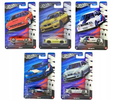 Produktbild von Hot Wheels Set 5 Stück BMW Fahrzeuge SILVER SERIES M1 M2 M3 M4 M5 JBY55-JBY59 1:64