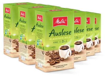 Obrázok produktu pre Melitta Auslese Mild mletá filtrovaná káva, pre kávovary na filtrovanú kávu, v sade