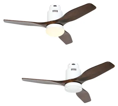 Imagen del producto de Ventilador de techo de bajo consumo Aerodynamix Eco, 112 cm, blanco, con aspas de color nogal