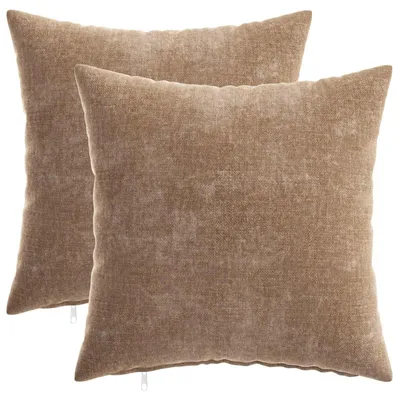 Image de vidaXL, 2 housses de coussin, HEERLEN, marron, 40 x 40 cm, tissu en velours