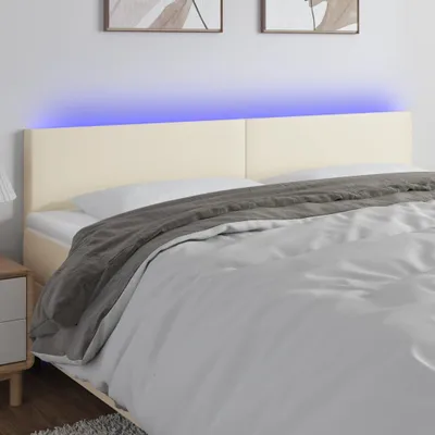 Produktbild von Cloris Designermöbel LED Kopfteil Creme 160x5x78/88 cm Kunstleder 2024 Neu