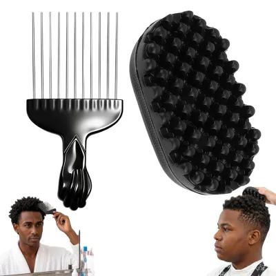 Image de Lot de 2 brosses pour cheveux afro