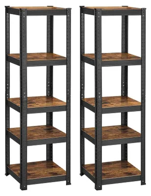 Produktbild von Lagerregal mit 5 Regalen, 2er-Set – Industrial, Braun-Schwarz – 150 x 37 x 37 cm