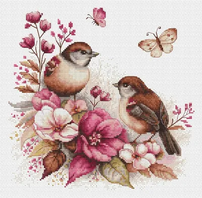 Produktbild von Luca-S "Vögel-Frühling" Kreuzstich-Set, 22x21cm