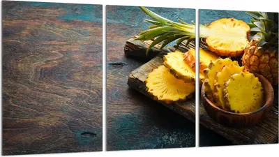 Produktbild von Herdabdeckplatten 3 teilig 30x52 Glaskeramikkochfeld Abdeckung Glas, Ananas Holz