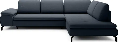 Produktbild von Großes Ecksofa rechts mit blauem Strukturbezug - ARCHIBALD