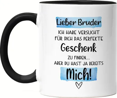 Produktbild von Bruder Geschenk Tasse Schwarz Mit Spruch Geschwister Brüderchen Humor Sarkasmus Geschenkidee