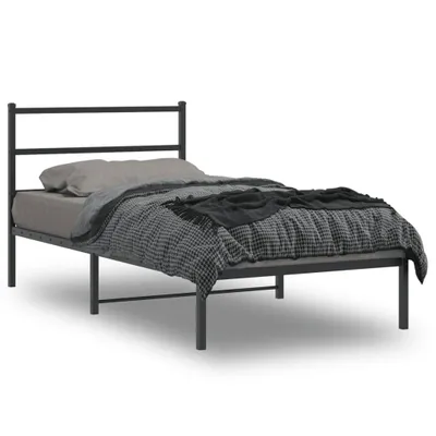 Produktbild von The Living Store Bettgestell mit Kopfteil Metall Schwarz 100x200 cm