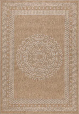 Produktbild von Teppium Indoor Outdoor-Teppich Flachgewebe Natürlicher Sisal Look Wetterfest Wohnzimmer Balkon Küche Terrasse Boho Design Grösse: 240x340 cm