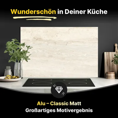 Produktbild von Spritzschutz Küchenrückwand aus Aluminiumverbund in Matt 90 x 50 cm Natürlicher Travertin-Stein