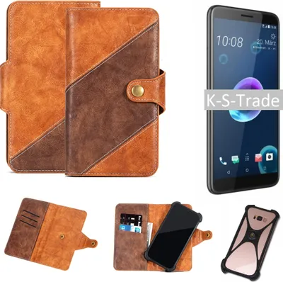 Produktbild von K-S-Trade Handy-Hülle Schutz-Hülle Bookstyle Case Wallet-Case kompatibel mit HTC Desire 12 Handy Cover Bumper Kantenschutz Smartphone dunkelbraun