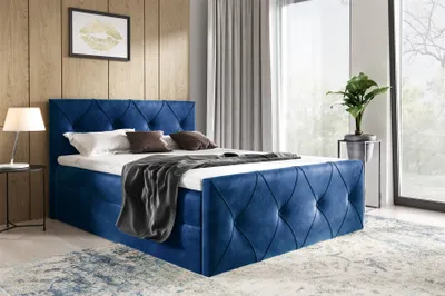 Produktbild von Boxspringbett Schlafzimmerbett LEWIS LUX 200x220cm in Stoff Fresh Blau