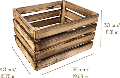 Produktbild von Creative Deco Vintage Holzkiste Groß - 50x40x30 cm - Kiste Holz Geflammt