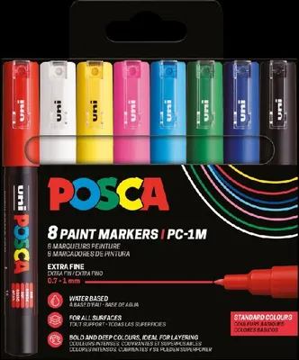 Produktbild von Faber Castell Marker UNI POSCA PC-1MC 0,7 mm 8er Set Basic