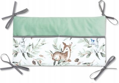 Pepi Babybett Organizer mit Honig Velvet - 42cm × 22cm - Spielzeugtasche Betttasche für Kinderbett Kinderzimmer für Windel Kleidung - Green Groove