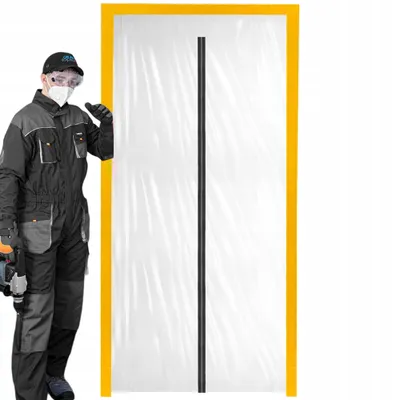 Zdjęcie produktu dla Kurtyna przeciwpyłowa XXL 135x230 z zamkiem – folia remontowa na drzwi