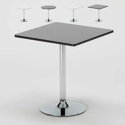 Image de Table basse ronde et carrée Blanc Noir 70x70 Bistrot