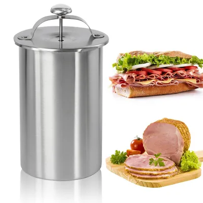 Produktbild von 1.5L Schinkenkocher,Hausgemachte Fleisch Presser,Mit Thermometer,304 Edelstahl,Abnehmbar Coil,21×12×11cm,Für Bacon Sandwich Druck Fleisch
