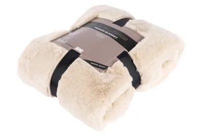 Produktbild von Unyqoos® Kuscheldecke Heaven 150x200 cm Taupe – superweiches 100% Polyester, Kunstfell‑Optik, flauschiges Fleece‑Plaid