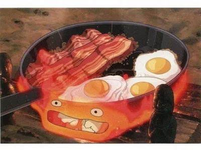 Image de Le Château ambulant - Carte postale Calcifer bacon & œuf