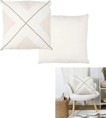 Produktbild von Beigen und weißen Bouclé-Kissen 40x40cm M8 - Home Deco Factory
