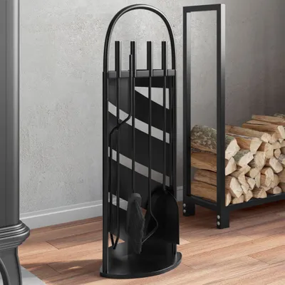 Produktbild von 5-tlg. Kaminwerkzeug-Set 23x15x66 cm Stahl - Kaminbestecke 156373