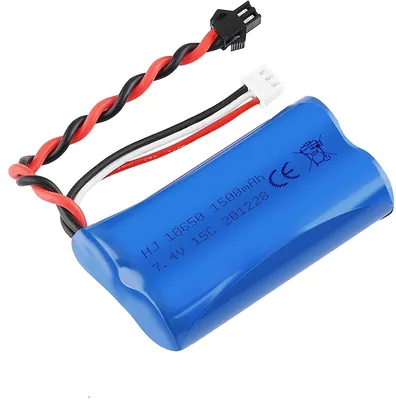 Productafbeelding van LiPo batterij 1500mAh 7.4V 2S | Compatibel met RC-speelgoed modellen U12A, S033G, Q1, H101 | SM-2P connector | Langere gebruiksduur, blauw | 67x19x37mm - 96g