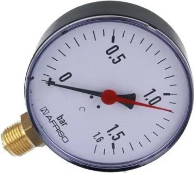 Immagine prodotto di Manometro per riscaldamento RF 100 RAD, fi 100 mm, 0-1,6 bar, 1/2 pollice rad, classe 2,5 verticale