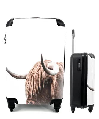 Produktbild von MuchoWow® Koffer Handgepäck Trolley Rollkoffer Kleine Reisekoffer mit 4 Rollen - Kuh - Schottischer Highlander - Tiere - Cabin Size < 55x40x23 cm & 55x40x20 cm - Fotokoffer - Kabinenkoffer - Boardgepäck - Reise-Box - Reisekoffer - Reisegepäck - Koffer mit Bild - Trolley für Kinder