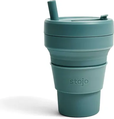 Obrázek produktu pro Biggie Cup, eukalyptus - 470 ml - hrnek na kávu - tyrkysový - skládací | Stojo