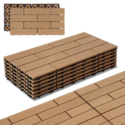 Obrázok produktu pre Peviasot, terasové dlaždice WPC, 30x60 cm, farba teaku, 36 kusov, 6 m², systém kliknutia, vhodné do záhrady a na balkón