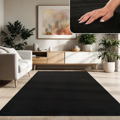 Immagine prodotto di Tappeto moderno per soggiorno a pelo corto lavabile in morbida pelliccia antiscivolo dimensioni 120x170 cm