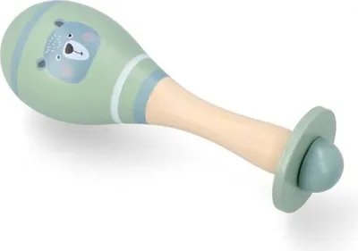 Produktbild von AdamToys Maracas für Kinder Holzrassel Baby Musikspielzeug 16 x 5cm - Teddybär