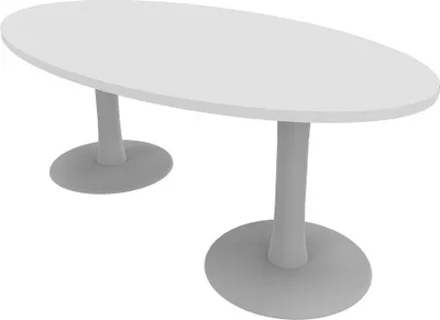 Produktbild von Quadrifoglio Konferenztisch Idea+ weiß oval, Säulenfuß alu, 200,0 x 110,0 x 74,0 cm