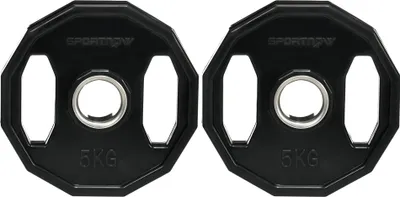 Produktbild von SPORTNOW 2er-Set Olympische Hantelscheiben 5 kg, Hantelscheiben aus Gusseisen mit 5 cm Loch für Langhantel oder Hanteln, Heim-Fitnessstudio, Fitness-Training, Schwarz