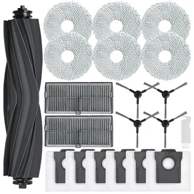 Accessoireset, 1 Hauptbürste, 6 Tücher, 6 Beutel, 2 Filter, 4 Seitenbürsten