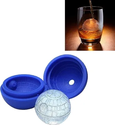 Produktbild von Eiswürfelform aus Silikon Eiswürfelbehälter Design Eiswürfelschale Eiskugelform BPA Frei Todesstern Silikon Blau